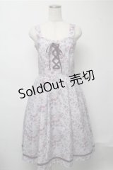 axes femme / ロマンティックローズ柄ジャンパースカート  ラベンダー S-25-07-14-053-AX-OP-HR-ZS