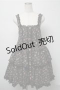 metamorphose / 前あきローウエストジャンパースカート(花柄)  黒 S-25-07-14-058-ME-OP-HR-ZS