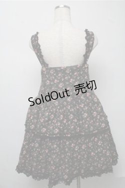 画像2: metamorphose / 前あきローウエストジャンパースカート(花柄)  黒 S-25-07-14-058-ME-OP-HR-ZS