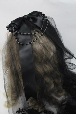 画像2: GOTH / ベール付きリボンコーム  黒 S-25-07-14-008-GO-AC-AS-ZS