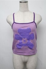 画像1: Candy Stripper / FLOWER BEAR GINGHAM CAMISOLE  紫 S-25-07-14-021-PU-TO-AS-ZT077 (1)