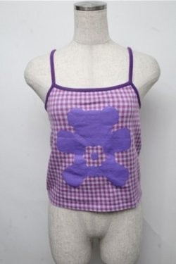 画像1: Candy Stripper / FLOWER BEAR GINGHAM CAMISOLE  紫 S-25-07-14-021-PU-TO-AS-ZS