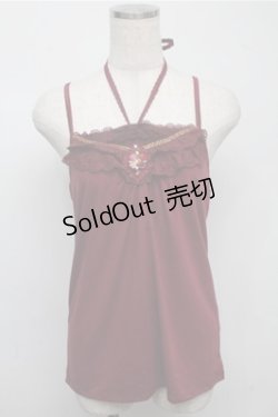 画像1: axes femme / ホルター付きガーデンキャミ  ワイン S-25-07-14-022-AX-TO-HR-ZS