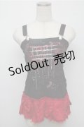h.ANARCHY / 飛沫ptプリーツガーゼタンクトップ  黒×赤 S-25-07-14-023-HN-TO-SZ-ZS