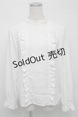 MAJESTIC LEGON / 立ち襟フリルプルオーバー  白 S-25-07-14-026-LO-BL-HR-ZS