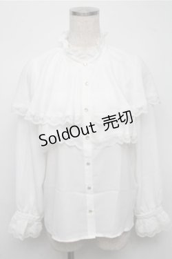 画像1: axes femme POETIQUE / ケープデザインフリルブラウス  白 S-25-07-14-027-AX-BL-HR-ZS