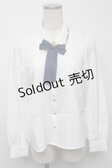 Amavel / Secret Schoolシャツカラーブラウス  白 S-25-07-14-028-CA-BL-HR-ZS