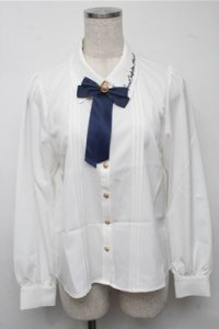 Amavel / Secret Schoolシャツカラーブラウス  白 S-25-07-14-028-CA-BL-HR-ZS