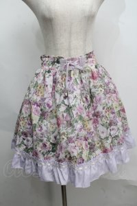 axes femme / ローズプリントシフォンスカート  ラベンダー S-25-07-16-054-AX-SK-HR-ZS