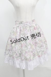 axes femme / ローズプリントシフォンスカート  ラベンダー S-25-07-16-054-AX-SK-HR-ZS