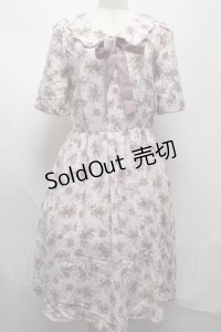 axes femme / ローズ柄襟付きワンピース  ピンク S-25-07-16-019-AX-OP-HR-ZS