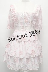 LIZ LISA / ローズスカラップ半袖ワンピース  ピンク S-25-07-16-021-LO-OP-HR-ZS