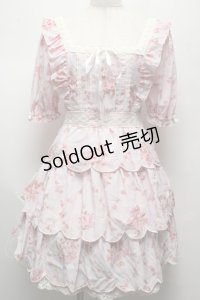 LIZ LISA / ローズスカラップ半袖ワンピース  ピンク S-25-07-16-021-LO-OP-HR-ZS