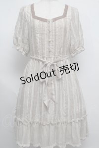 axes femme / レースストライプ柄ワンピース  ベージュ S-25-07-16-025-AX-TO-HR-ZS
