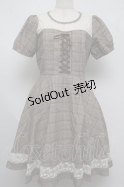 画像1: axes femme / グレンチェックビスチェワンピース  ブラウン S-25-07-16-027-AX-OP-HR-ZS