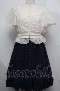 axes femme / ブラウスドッキングワンピース  オフｘ紺 S-25-07-16-038-AX-OP-HR-ZS