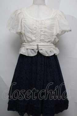 画像1: axes femme / ブラウスドッキングワンピース  オフｘ紺 S-25-07-16-038-AX-OP-HR-ZS