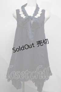 axes femme / ボウタイストライプチュニック  紺 S-25-07-16-040-AX-OP-HR-ZS