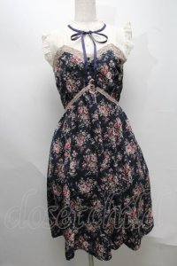 axes femme / ばら柄ノースリワンピース  紺 S-25-07-16-042-AX-OP-HR-ZS