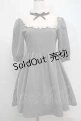 Ank Rouge / ストライプレース切替ワンピース  グレー S-25-07-16-043-CA-OP-HR-ZS