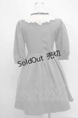 画像2: Ank Rouge / ストライプレース切替ワンピース  グレー S-25-07-16-043-CA-OP-HR-ZS