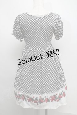 画像2: Ank Rouge / 裾いちごプリントギンガムワンピース  黒ｘ白 S-25-07-16-044-CA-OP-HR-ZS