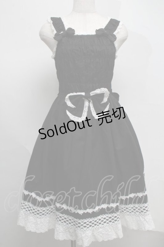 画像1: BABY,THE STARS SHINE BRIGHT / シャーリングプリンセスジャンパースカート  黒ｘ白 S-25-07-16-047-BA-OP-AS-ZS (1)