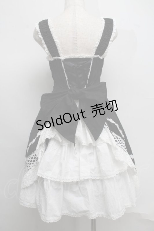 画像2: BABY,THE STARS SHINE BRIGHT / シャーリングプリンセスジャンパースカート  黒ｘ白 S-25-07-16-047-BA-OP-AS-ZS (2)