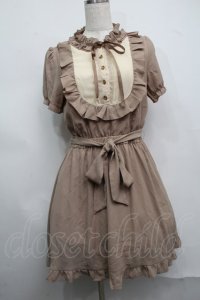 axes femme / ヨークシフォンワンピース  ベージュ S-25-07-17-044-AX-OP-HR-ZS