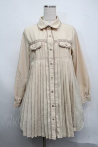 axes femme / プリーツデザインシャツワンピース  キナリ S-25-07-17-048-AX-OP-HR-ZS