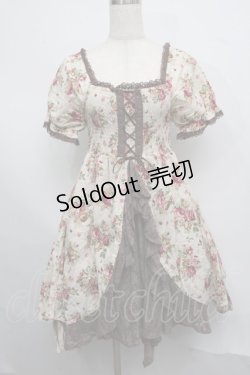 画像1: axes femme / レース切替花柄ワンピース  キナリｘブラウン S-25-07-17-050-AX-OP-HR-ZS