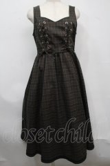 axes femme POETIQUE / レースアップロングワンピース  カーキ S-25-07-17-058-AX-OP-HR-ZS