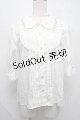 axes femme POETIQUE / 薔薇モチーフ付ブラウス  オフ S-25-07-17-006-AX-BL-HR-ZI