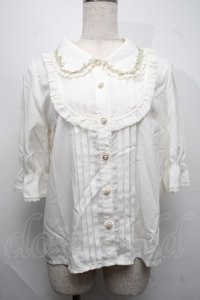 axes femme POETIQUE / 薔薇モチーフ付ブラウス  オフ S-25-07-17-006-AX-BL-HR-ZS
