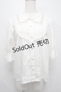 axes femme POETIQUE / 薔薇モチーフ付ブラウス  オフ S-25-07-17-006-AX-BL-HR-ZI