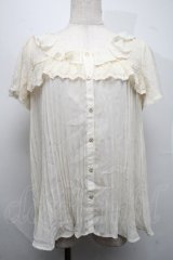 axes femme / レース切替透かしブラウス  キナリ S-25-07-17-007-AX-BL-HR-ZS