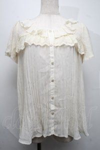 axes femme / レース切替透かしブラウス  キナリ S-25-07-17-007-AX-BL-HR-ZS
