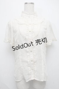 axes femme / W切り替えスタンドブラウス  キナリ S-25-07-17-018-AX-BL-HR-ZS