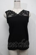 axes femme / 繊細レースタンク  黒 S-25-07-17-032-AX-TO-HR-ZS