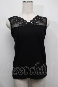 axes femme / 繊細レースタンク  黒 S-25-07-17-032-AX-TO-HR-ZS
