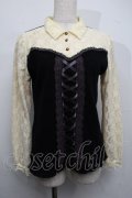 axes femme / ビスチェ颶風カットソー  黒ｘキナリ S-25-07-17-036-AX-TO-HR-ZS
