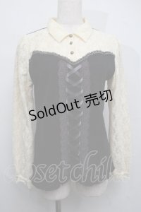 axes femme / ビスチェ颶風カットソー  黒ｘキナリ S-25-07-17-036-AX-TO-HR-ZS