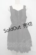 axes femme / フロッキーptチェックジャンパースカート  黒 S-25-07-17-040-AX-OP-HR-ZS