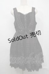 axes femme / フロッキーptチェックジャンパースカート  黒 S-25-07-17-040-AX-OP-HR-ZS