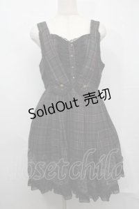 axes femme / フロッキーptチェックジャンパースカート  黒 S-25-07-17-040-AX-OP-HR-ZS