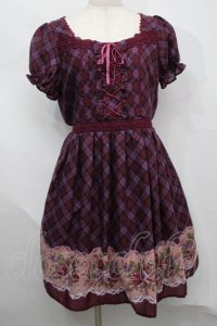 axes femme / ローズチェックワンピース  パープル S-25-07-17-041-AX-TO-HR-ZS