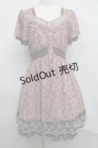 axes femme / プリントシフォンチュニック  ピンクｘブラウン S-25-07-17-043-AX-OP-HR-ZI