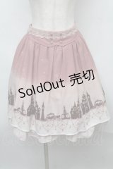 axes femme / グラデーションお城柄スカート  ピンク S-25-07-18-058-AX-SK-AS-ZS