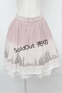 画像1: axes femme / グラデーションお城柄スカート  ピンク S-25-07-18-058-AX-SK-AS-ZS