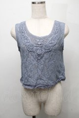 axes femme / お花レースタンクトップ  ブルー S-25-07-18-013-AX-TO-HR-ZI